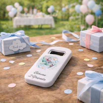 Kişiye Özel Tavşan Uçak Temalı Açacak Magnet | İsimli Çocuk Doğum Günü Hediyelik