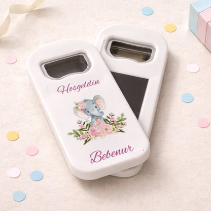 Kişiye Özel Fil Temalı Açacak Magnet – Hoşgeldin Bebek Hediyelik
