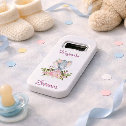 Kişiye Özel Fil Temalı Açacak Magnet – Hoşgeldin Bebek Hediyelik