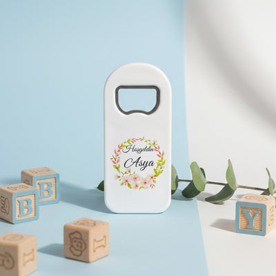 Kişiye Özel İsimli Açacak Magnet – Çiçekli Hoşgeldin Bebek Mevlüt Hediyelik
