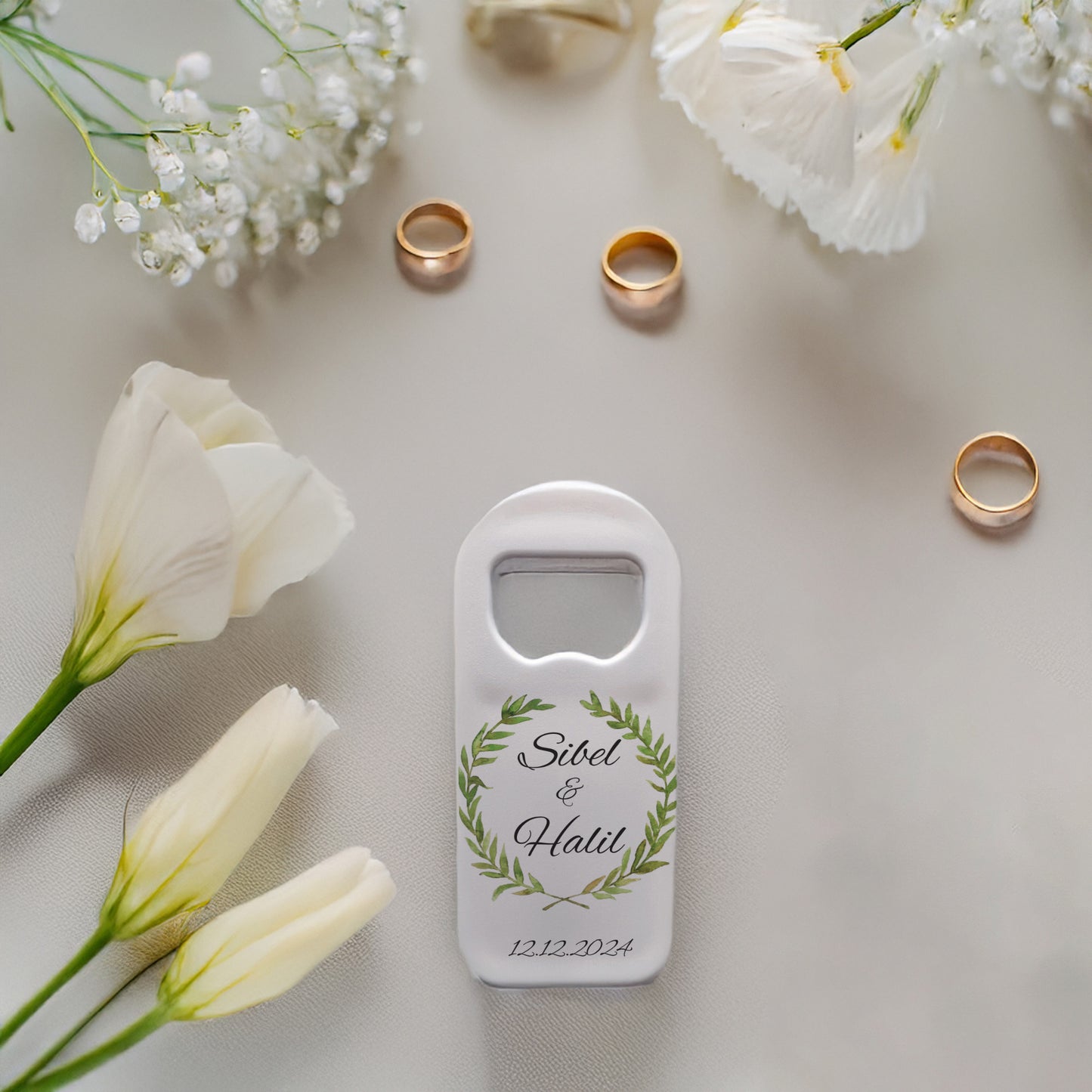 Zeytin Çelenk Tasarımlı – Kişiye Özel Plastik Açacak Magnet