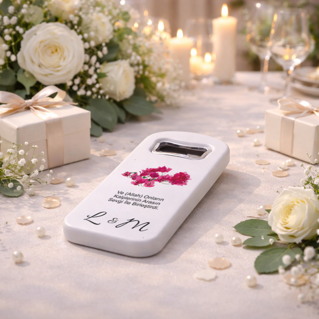 Anlamlı Sözlü Düğün Magnet Açacak | Ayetli İsim Baş Harfli Nikah Hatırası