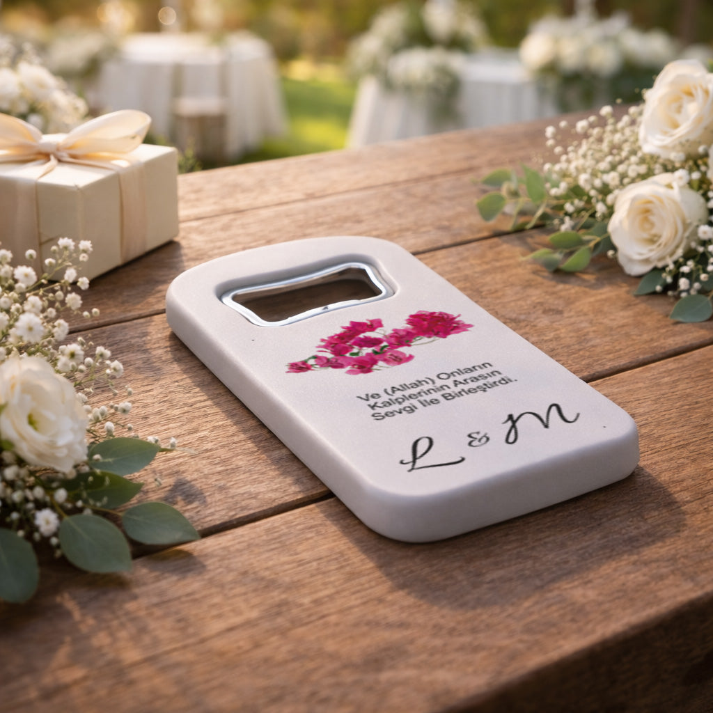Anlamlı Sözlü Düğün Magnet Açacak | Ayetli İsim Baş Harfli Nikah Hatırası