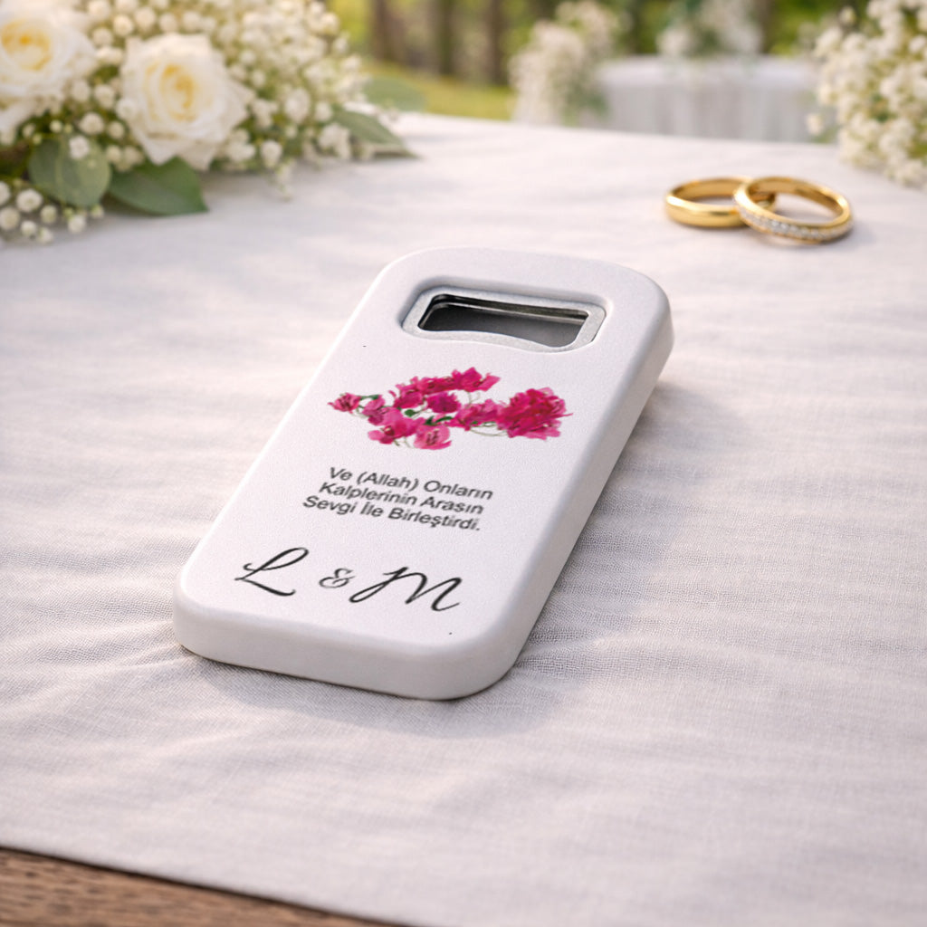 Anlamlı Sözlü Düğün Magnet Açacak | Ayetli İsim Baş Harfli Nikah Hatırası