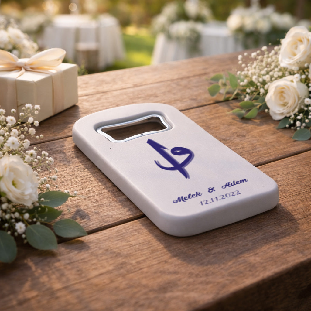 Hat Sanatı Monogramlı Düğün Magnet Açacak | Özel İsimli Şık Tasarım