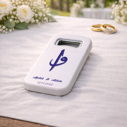 Hat Sanatı Monogramlı Düğün Magnet Açacak | Özel İsimli Şık Tasarım