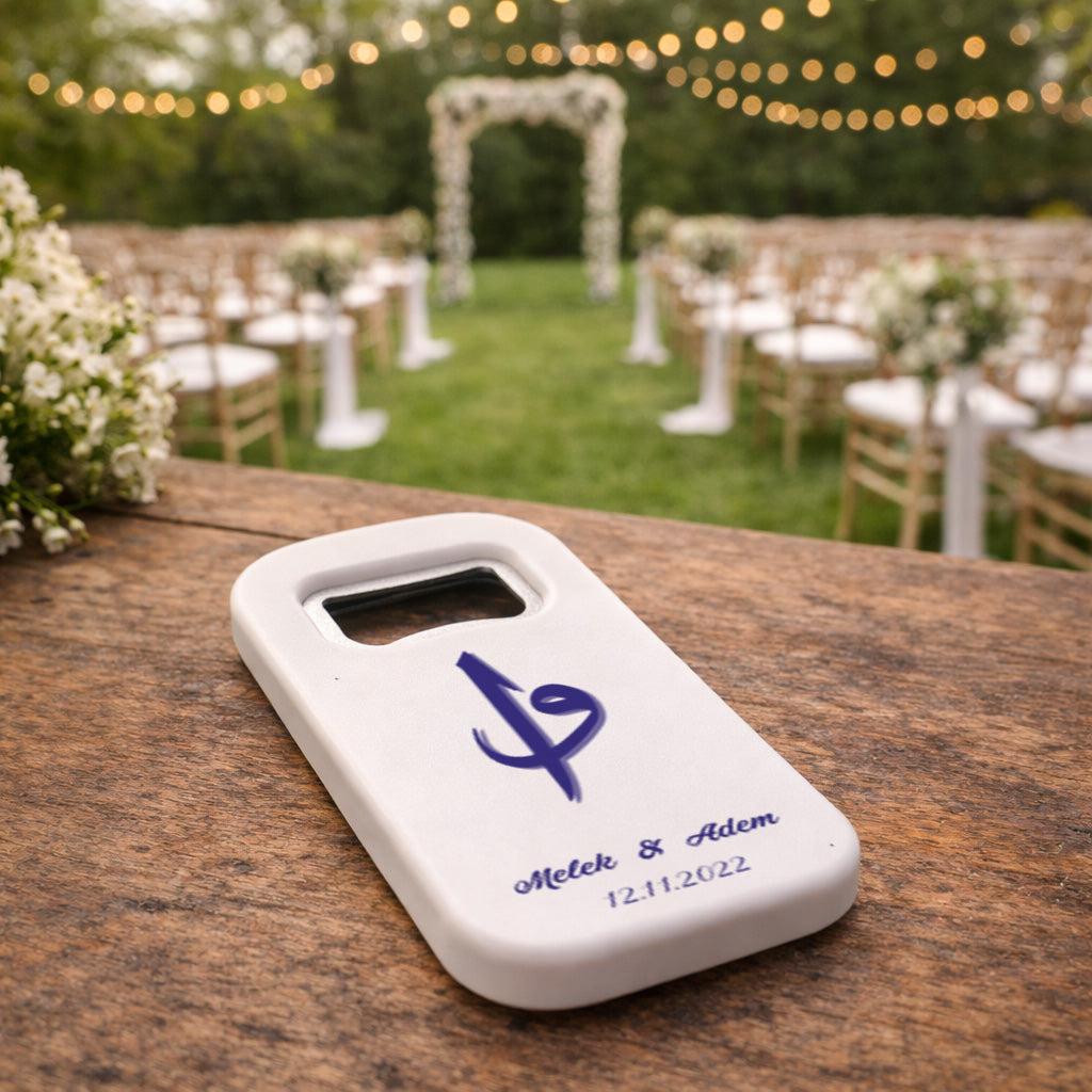 Hat Sanatı Monogramlı Düğün Magnet Açacak | Özel İsimli Şık Tasarım