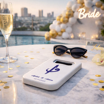 Hat Sanatı Monogramlı Düğün Magnet Açacak | Özel İsimli Şık Tasarım