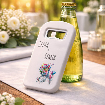 Bisiklet Çiçek Sepeti Düğün Magnet Açacak | Romantik Renkli Tasarım