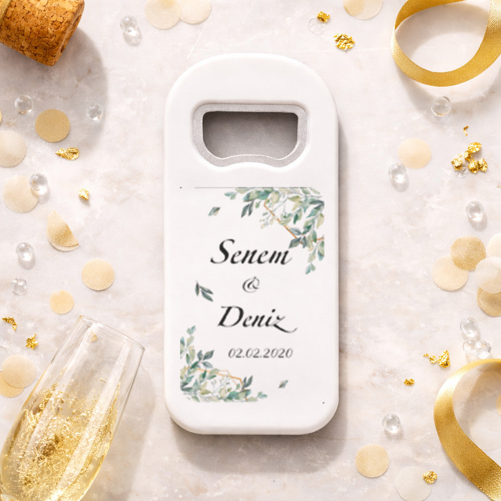 Okaliptus Yapraklı Düğün Magnet Açacak | Zarif İsimli Tasarım