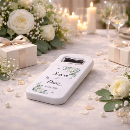 Okaliptus Yapraklı Düğün Magnet Açacak | Zarif İsimli Tasarım