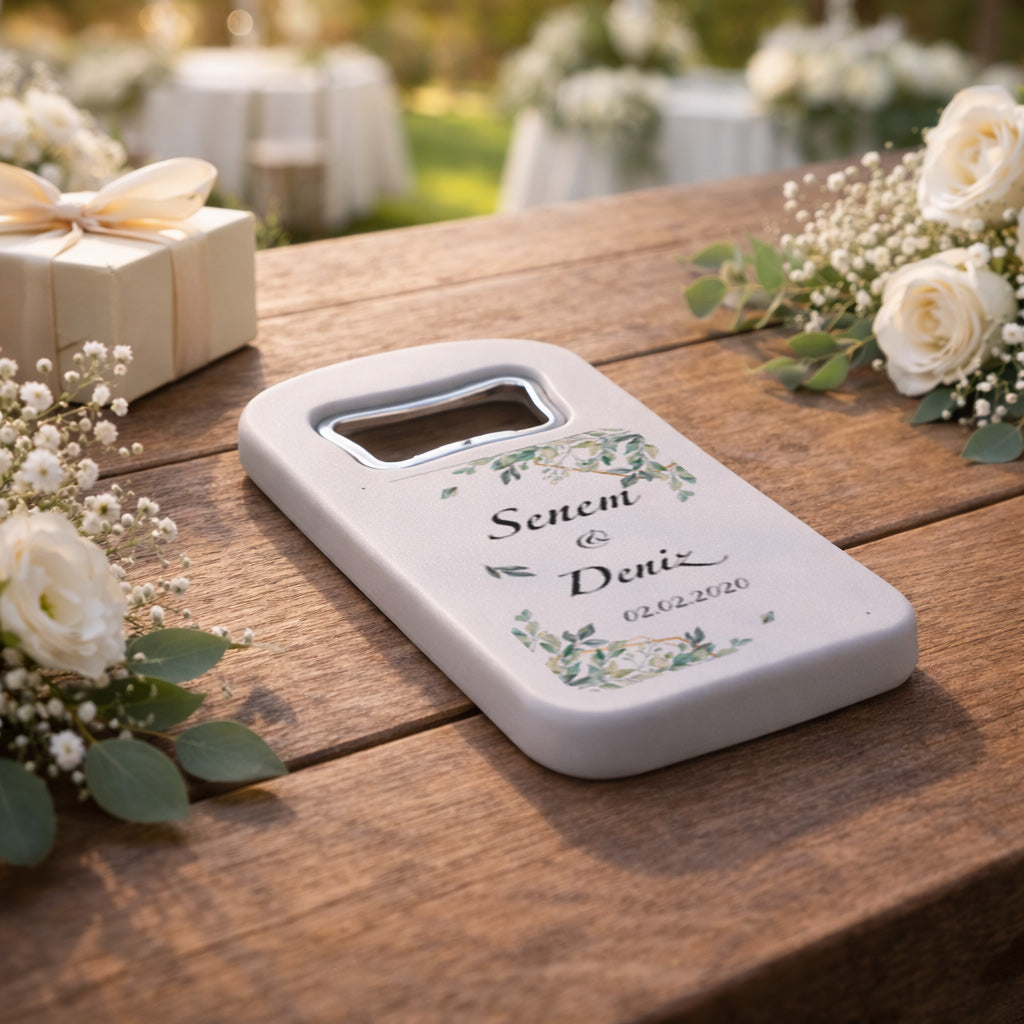 Okaliptus Yapraklı Düğün Magnet Açacak | Zarif İsimli Tasarım