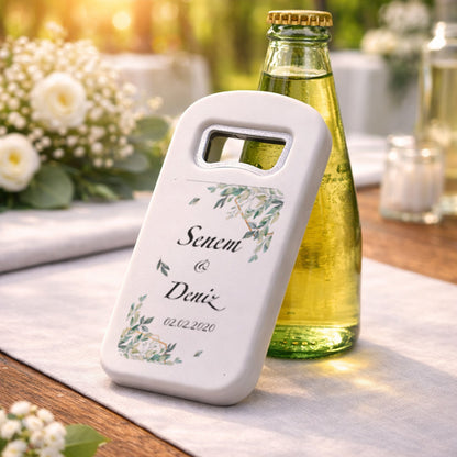 Okaliptus Yapraklı Düğün Magnet Açacak | Zarif İsimli Tasarım