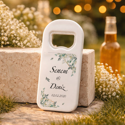 Okaliptus Yapraklı Düğün Magnet Açacak | Zarif İsimli Tasarım