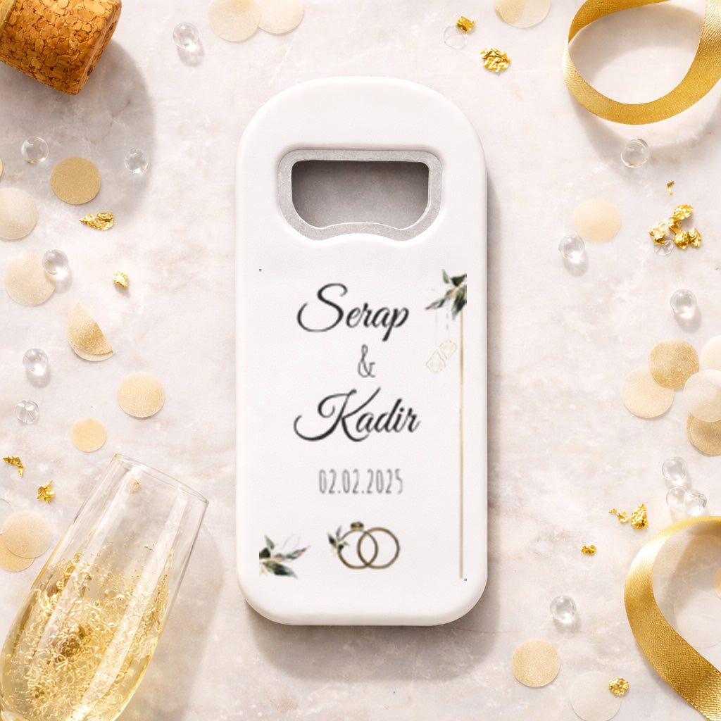 Altın Yüzük Detaylı Düğün Magnet Açacak | İsimli Kişiye Özel Tasarım