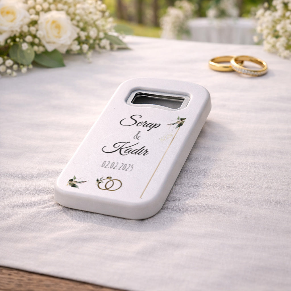 Altın Yüzük Detaylı Düğün Magnet Açacak | İsimli Kişiye Özel Tasarım