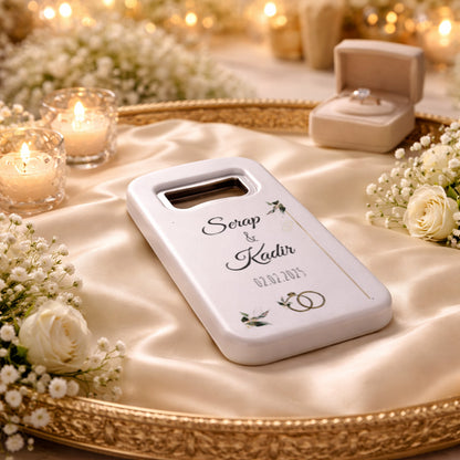 Altın Yüzük Detaylı Düğün Magnet Açacak | İsimli Kişiye Özel Tasarım