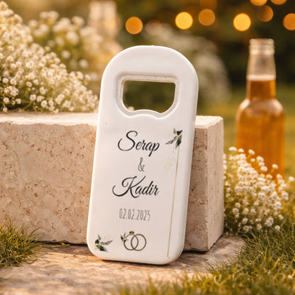 Altın Yüzük Detaylı Düğün Magnet Açacak | İsimli Kişiye Özel Tasarım