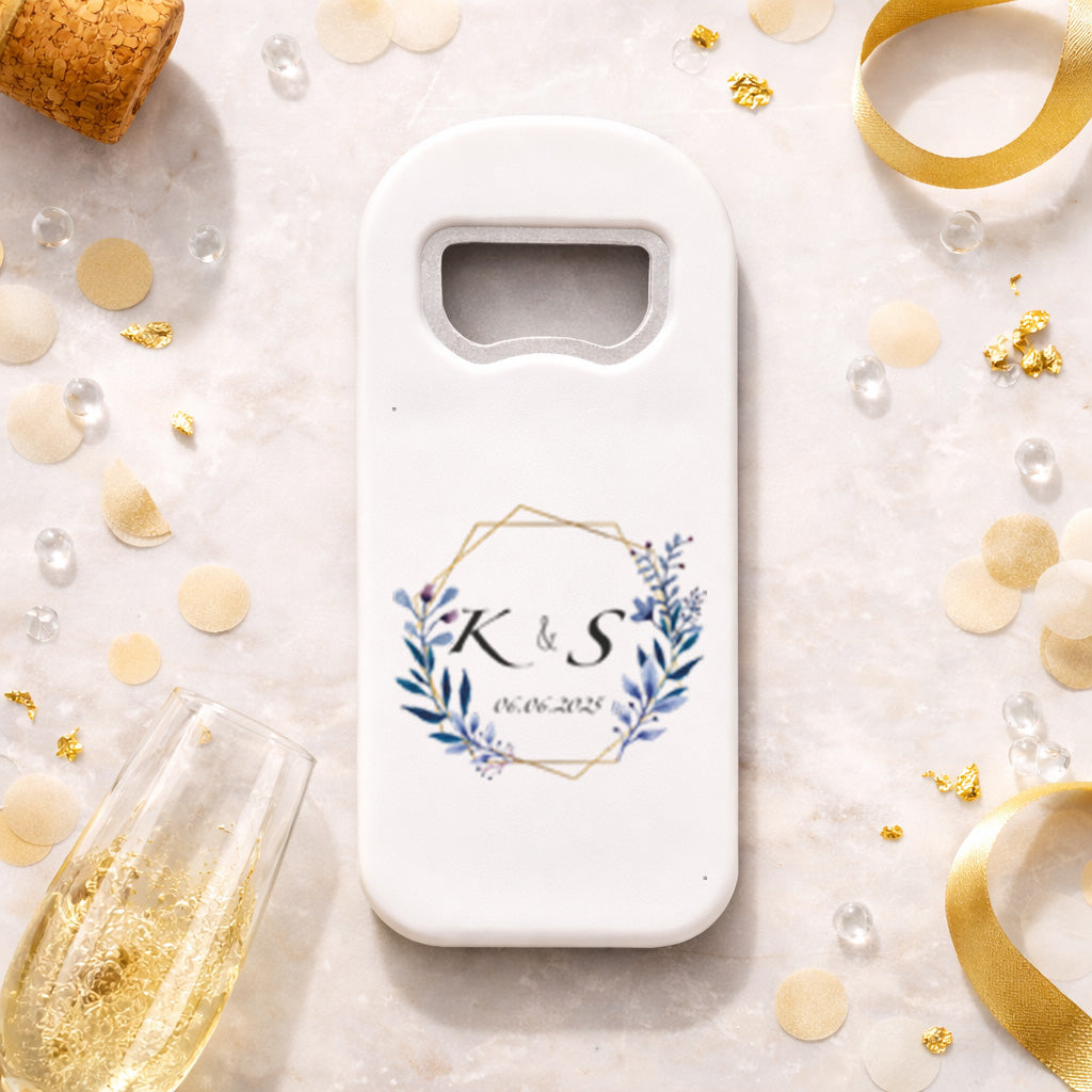 Monogram Düğün Magnet Açacak | Altın Çerçeveli Kişiye Özel Tasarım