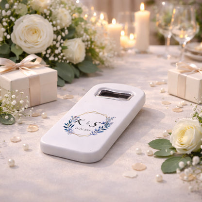 Monogram Düğün Magnet Açacak | Altın Çerçeveli Kişiye Özel Tasarım