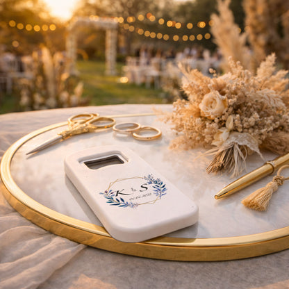 Monogram Düğün Magnet Açacak | Altın Çerçeveli Kişiye Özel Tasarım