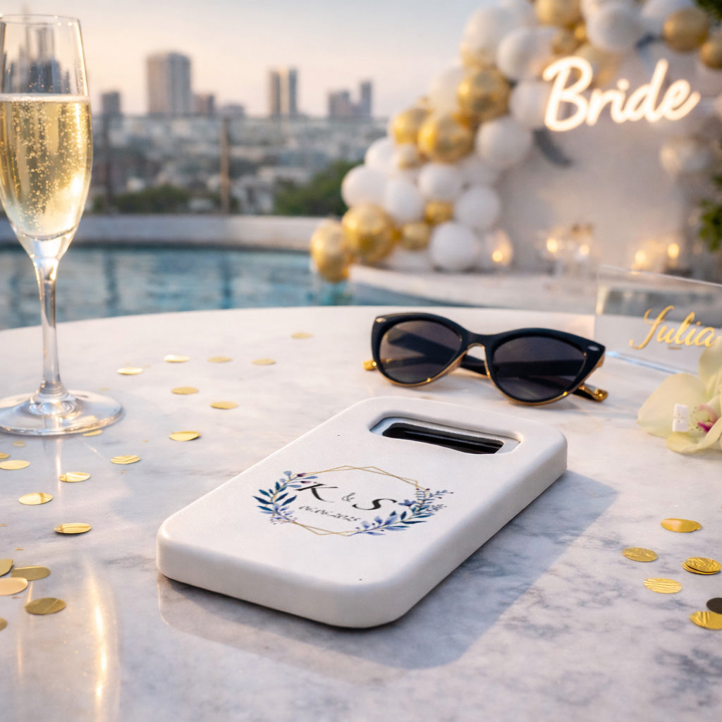 Monogram Düğün Magnet Açacak | Altın Çerçeveli Kişiye Özel Tasarım