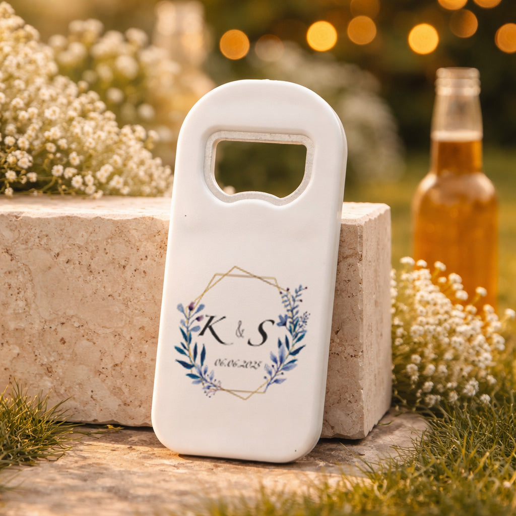 Monogram Düğün Magnet Açacak | Altın Çerçeveli Kişiye Özel Tasarım