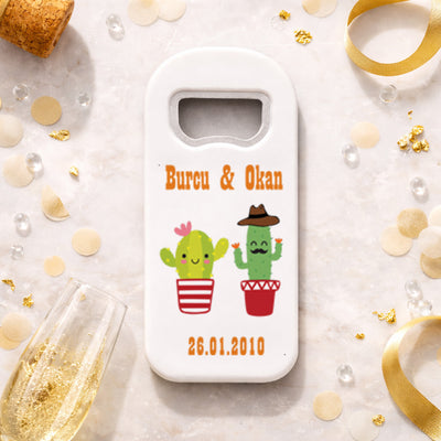 Eğlenceli Kaktüs Düğün Magnet Açacak | Kişiye Özel Tasarım