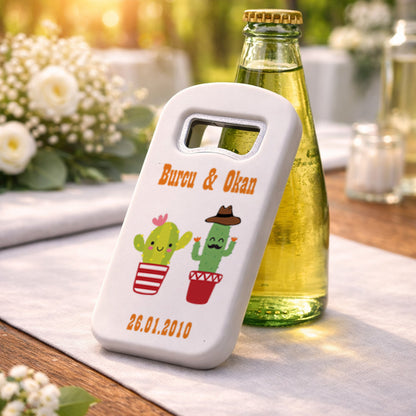 Eğlenceli Kaktüs Düğün Magnet Açacak | Kişiye Özel Tasarım