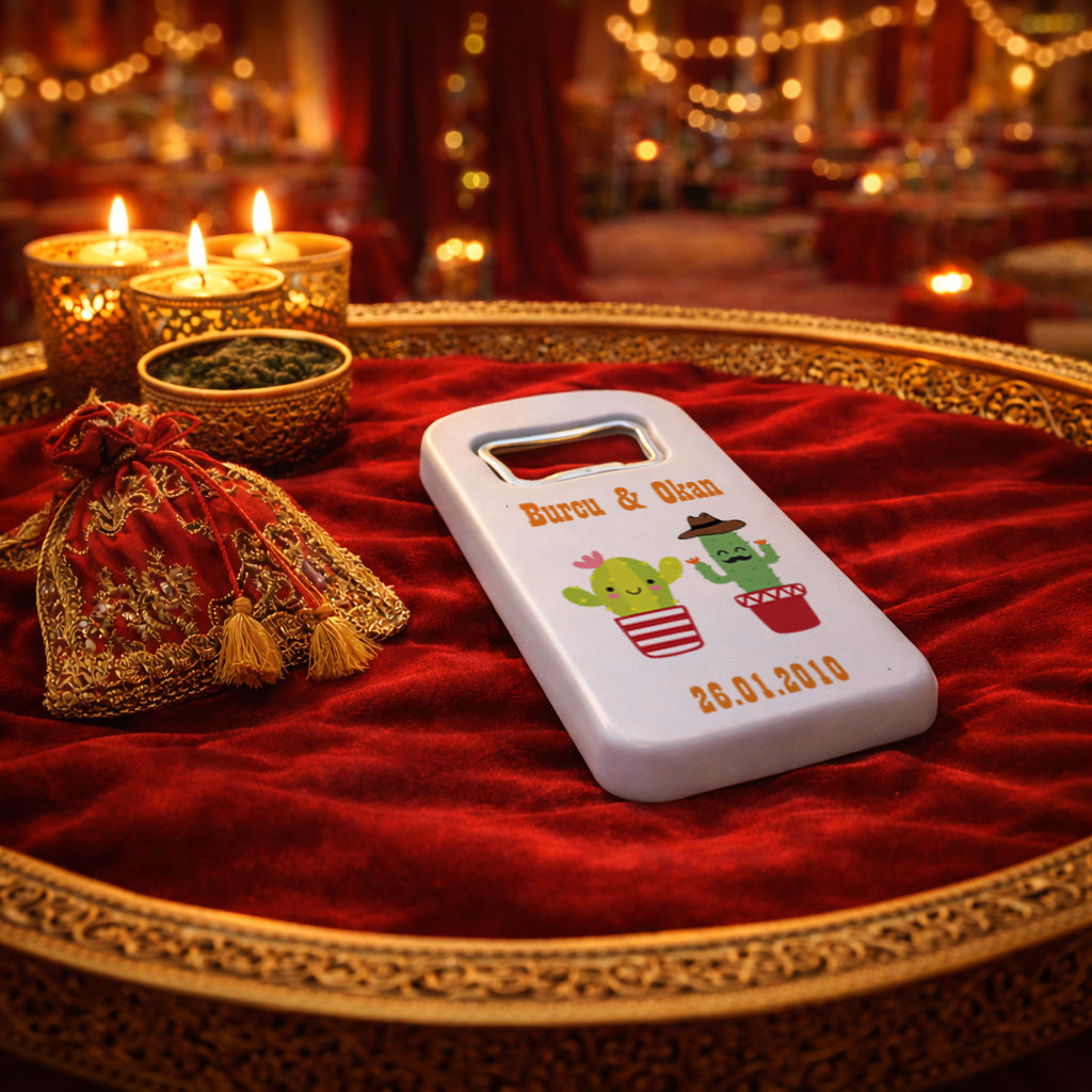 Eğlenceli Kaktüs Düğün Magnet Açacak | Kişiye Özel Tasarım