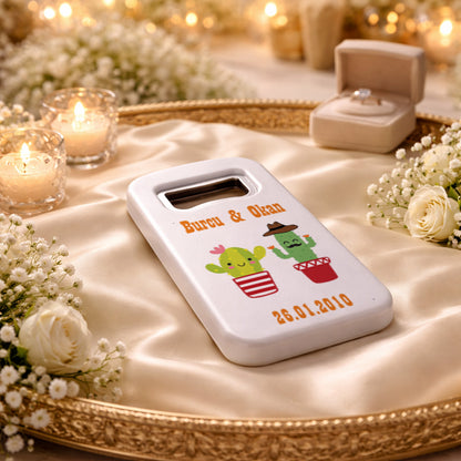 Eğlenceli Kaktüs Düğün Magnet Açacak | Kişiye Özel Tasarım