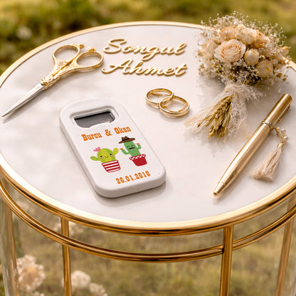 Eğlenceli Kaktüs Düğün Magnet Açacak | Kişiye Özel Tasarım