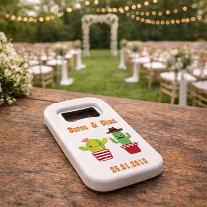 Eğlenceli Kaktüs Düğün Magnet Açacak | Kişiye Özel Tasarım