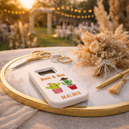 Eğlenceli Kaktüs Düğün Magnet Açacak | Kişiye Özel Tasarım