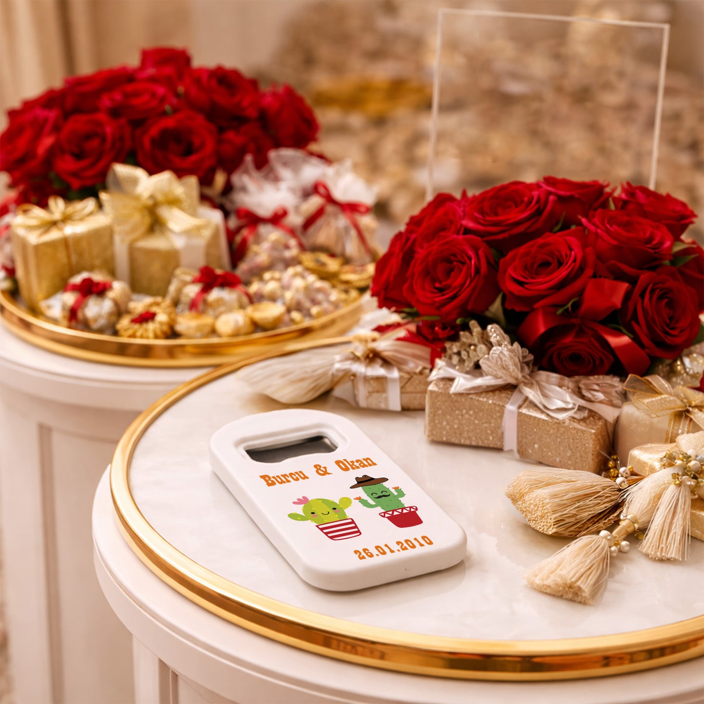 Eğlenceli Kaktüs Düğün Magnet Açacak | Kişiye Özel Tasarım