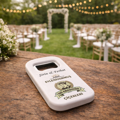 Nostaljik Yazılı Düğün Magnet Açacak | İki Gözümün Çiçekleri Tasarım