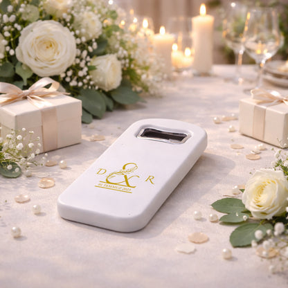 Altın Monogram Düğün Magnet Açacak | Kişiye Özel İsimli Tasarım