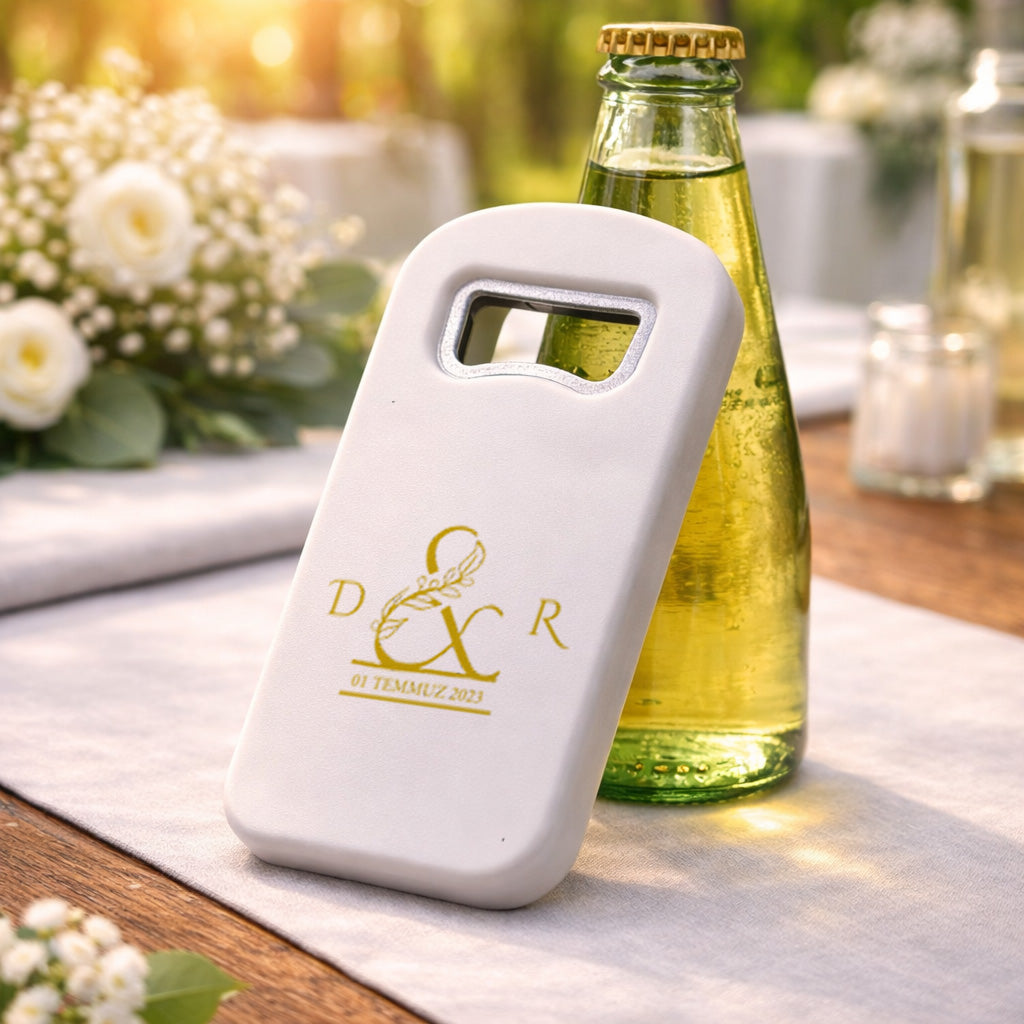 Altın Monogram Düğün Magnet Açacak | Kişiye Özel İsimli Tasarım