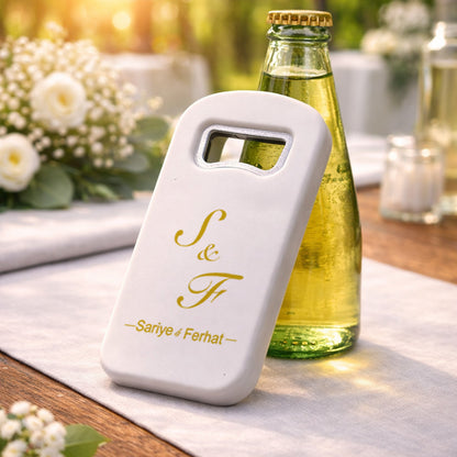 Minimal Altın Monogram Düğün Magnet Açacak | Kişiye Özel Tasarım