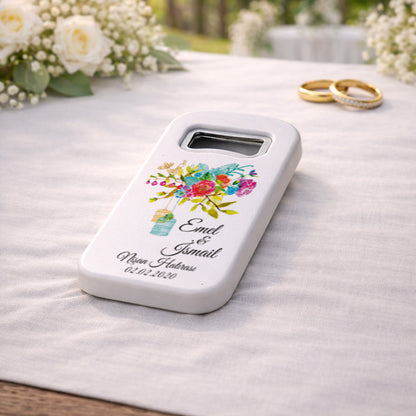 Bohem Çiçekli Nişan Magnet Açacak | Fener Detaylı Kişiye Özel Tasarım
