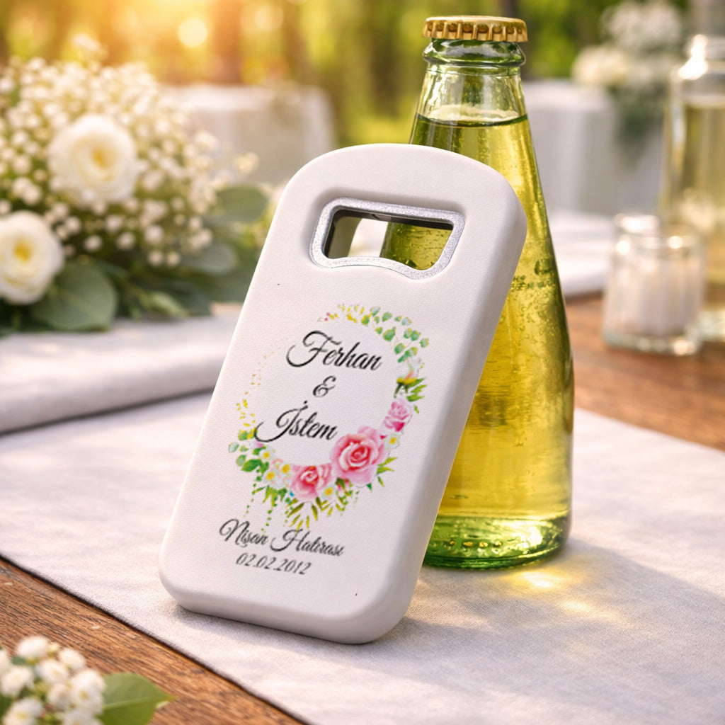 Gül Çiçekli Nişan Magnet Açacak | Romantik Çelenk Tasarımlı Kişiye Özel