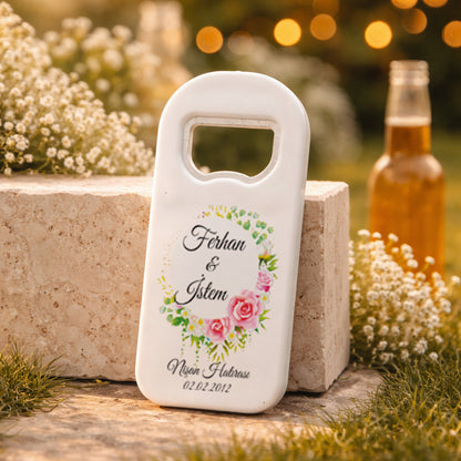 Gül Çiçekli Nişan Magnet Açacak | Romantik Çelenk Tasarımlı Kişiye Özel