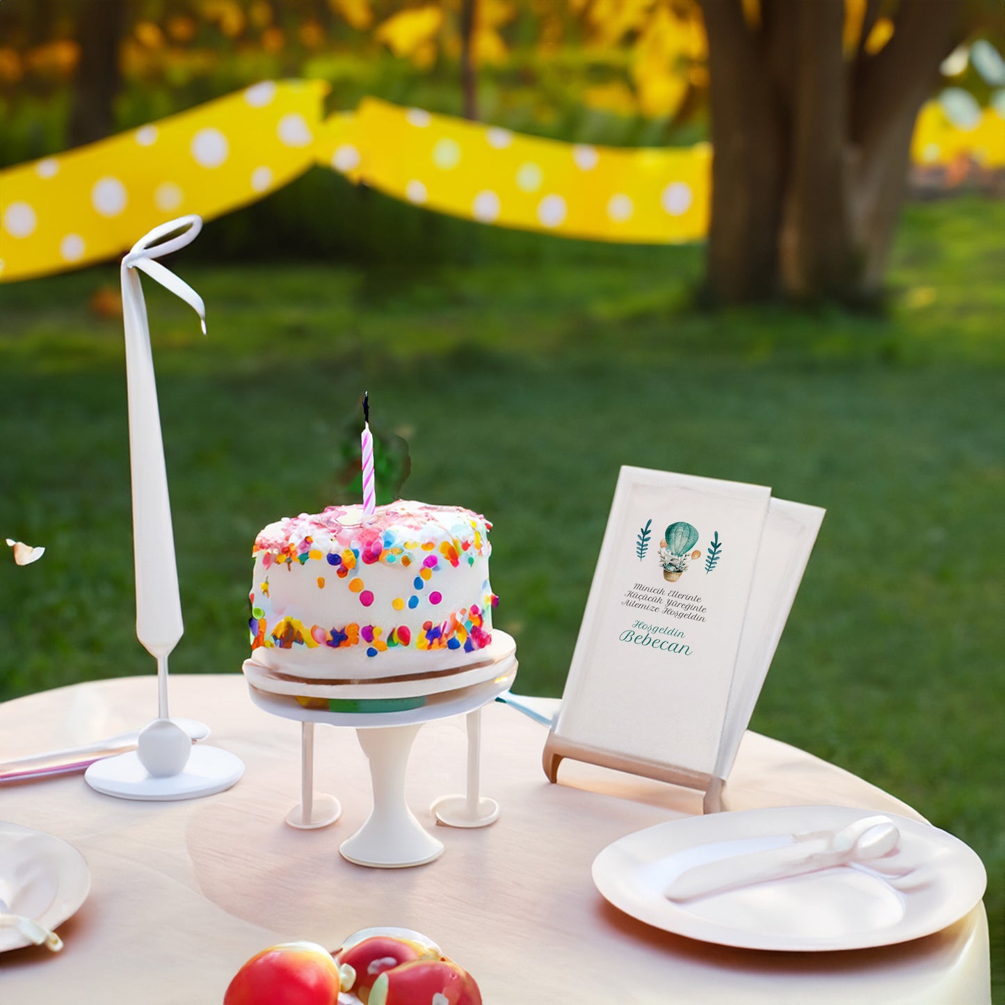 Yeşil Balon ve Tavşan Temalı Baskılı Peçeteler - AyDesign.com.tr