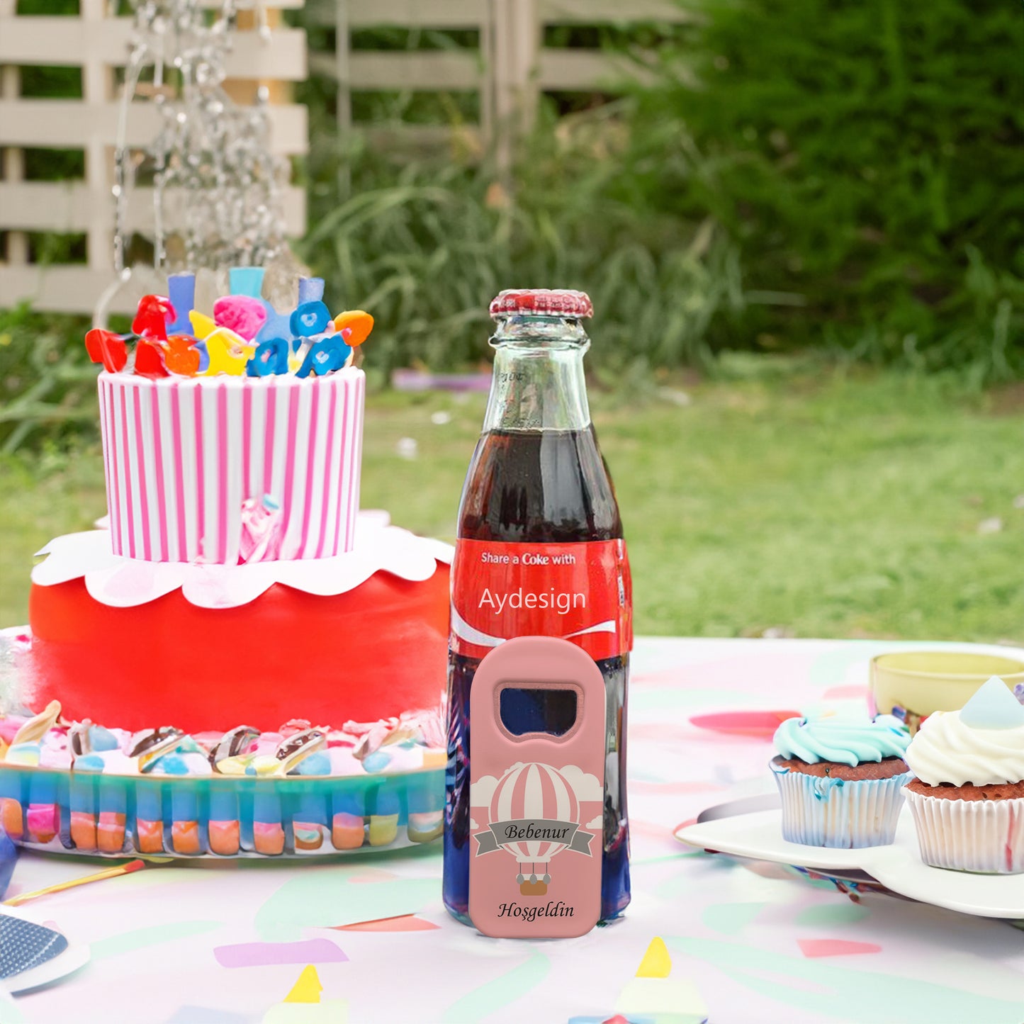 Pembe Zeminli Balon Temalı Plastik Açacak Magnet | Doğumgünü, Babyshower, Diş Buğdayı ve Sünnet Organizasyonlarınızın Unutulmaz Hatırası!