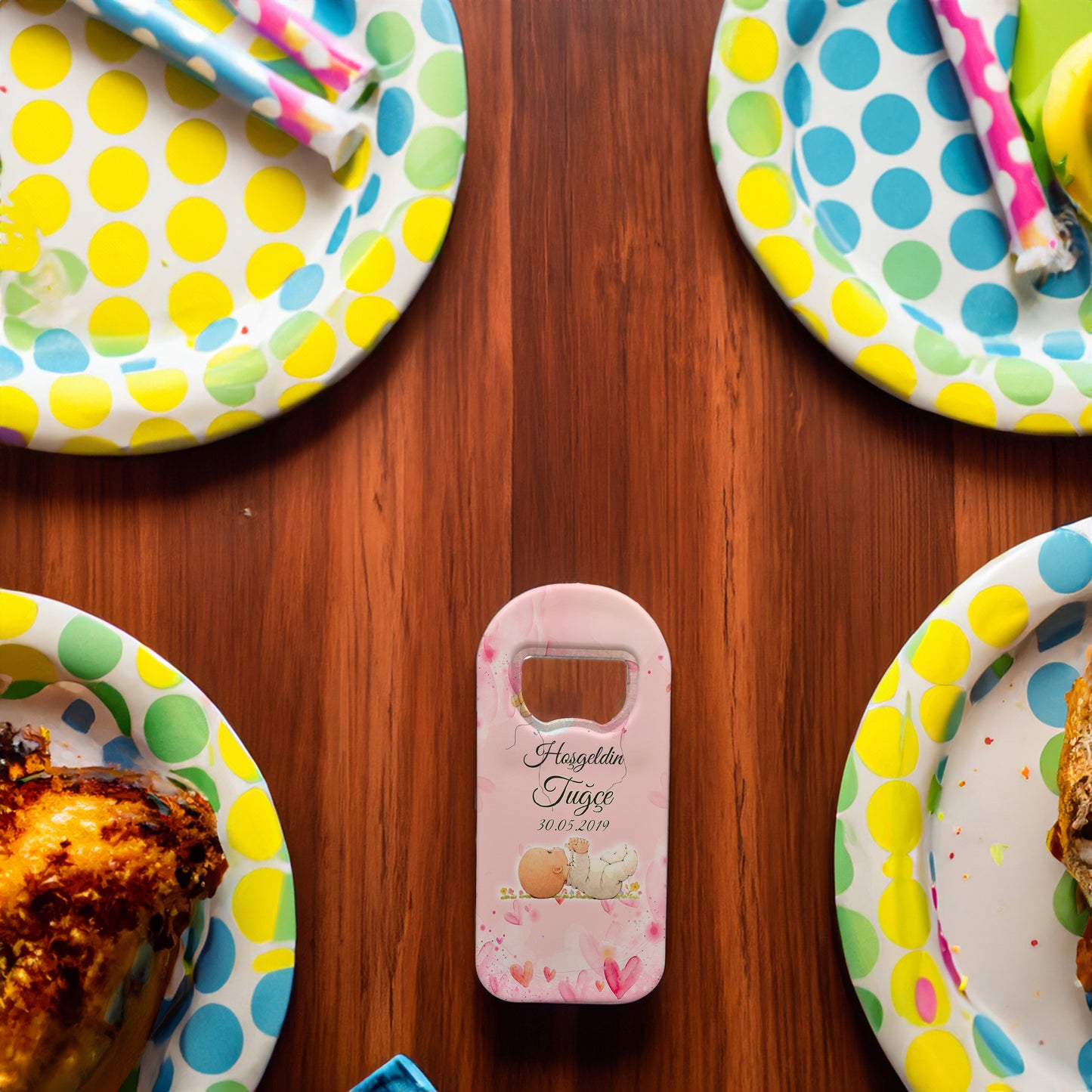 Pembe Zeminli Bebek Temalı Plastik Açacak Magnet | Doğumgünü, Babyshower, Diş Buğdayı ve Sünnet Organizasyonlarınızın Unutulmaz Hatırası!