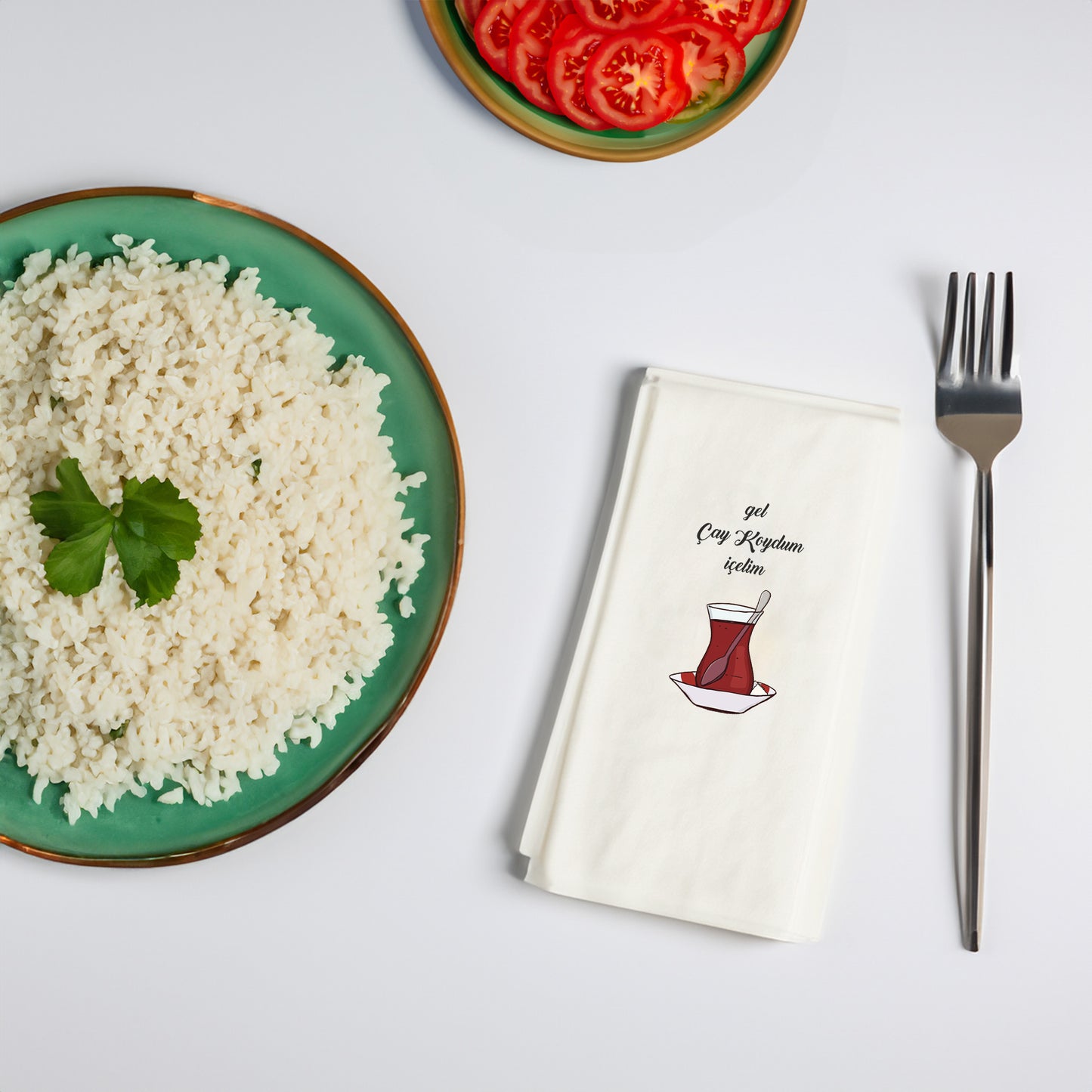 "Gel çay koydum içelim" Baskılı Peçeteler - AyDesign.com.tr