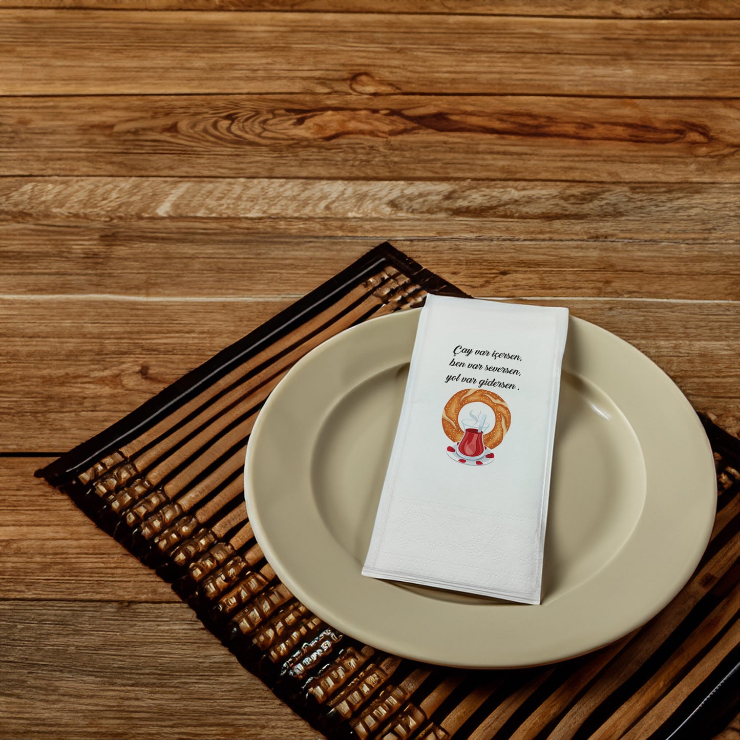 "Çay var içersen..." Baskılı Peçeteler - AyDesign.com.tr