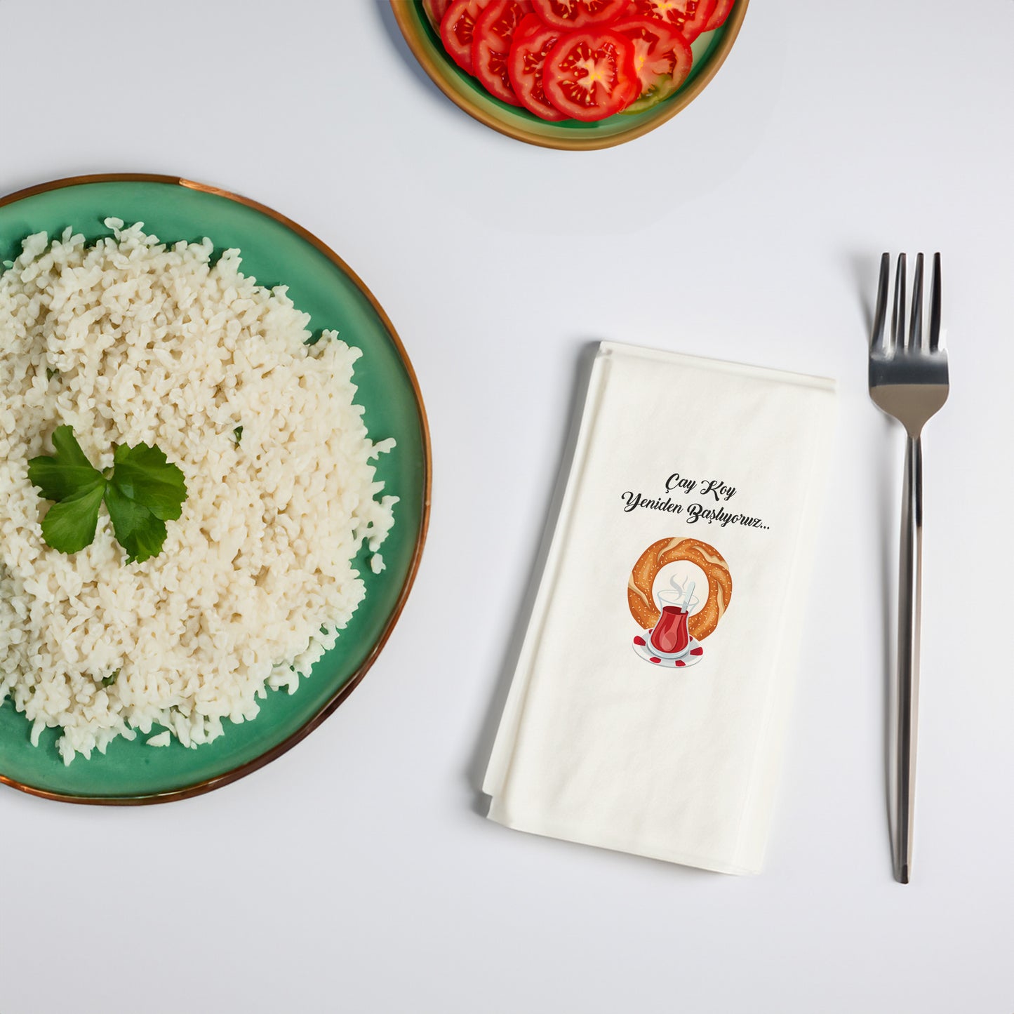 "Çay koy yeniden başlıyoruz" Baskılı Peçeteler - AyDesign.com.tr