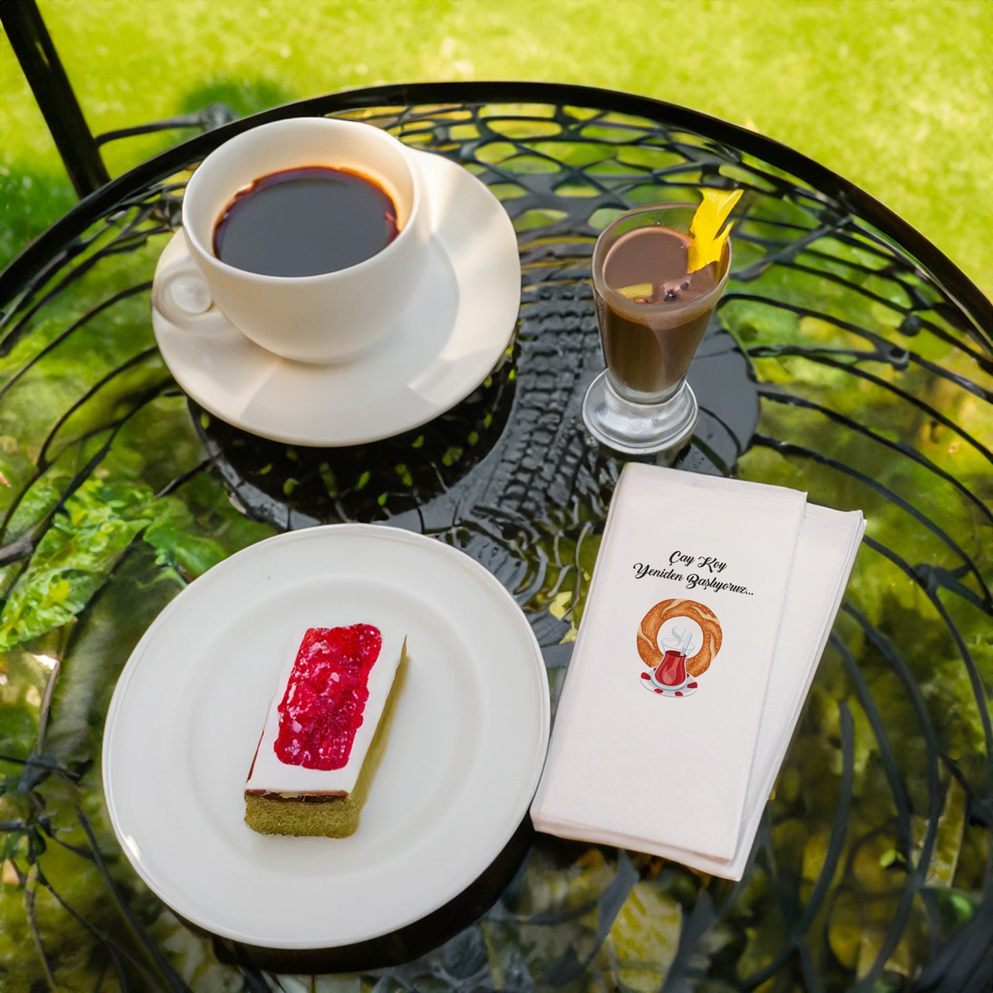 "Çay koy yeniden başlıyoruz" Baskılı Peçeteler - AyDesign.com.tr