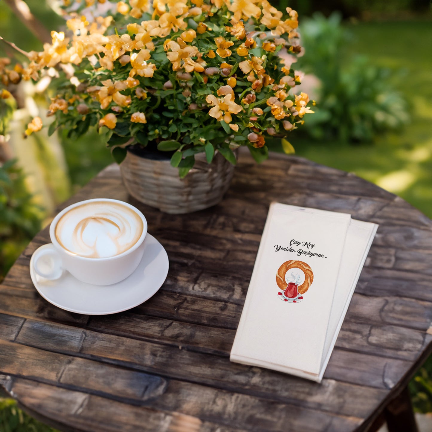 "Çay koy yeniden başlıyoruz" Baskılı Peçeteler - AyDesign.com.tr